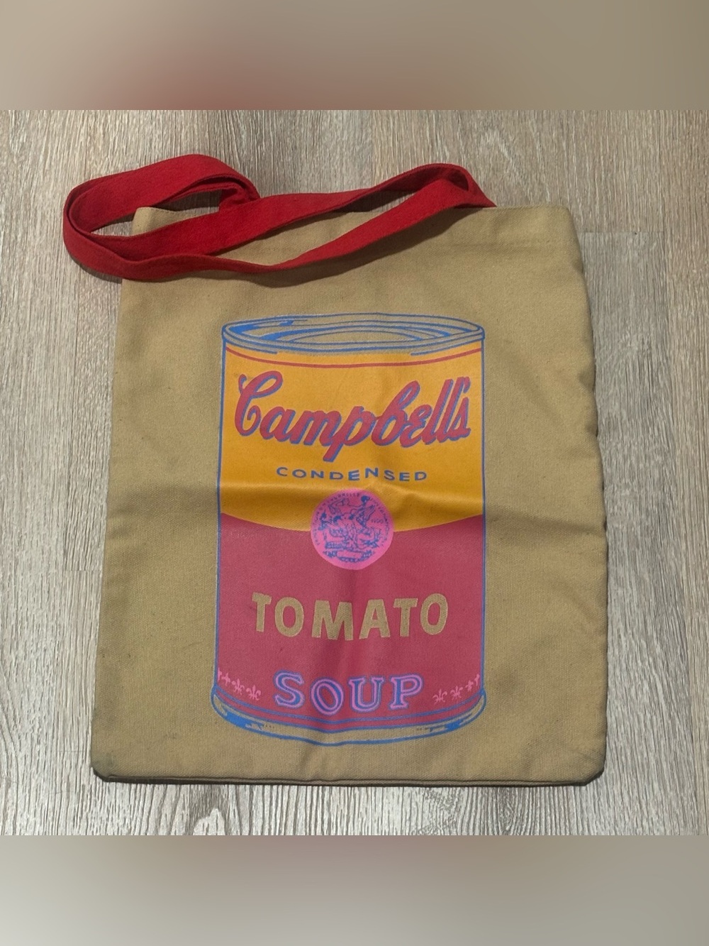 Campbell's Tomato Soup Tote Bag - Tan with Red Strap